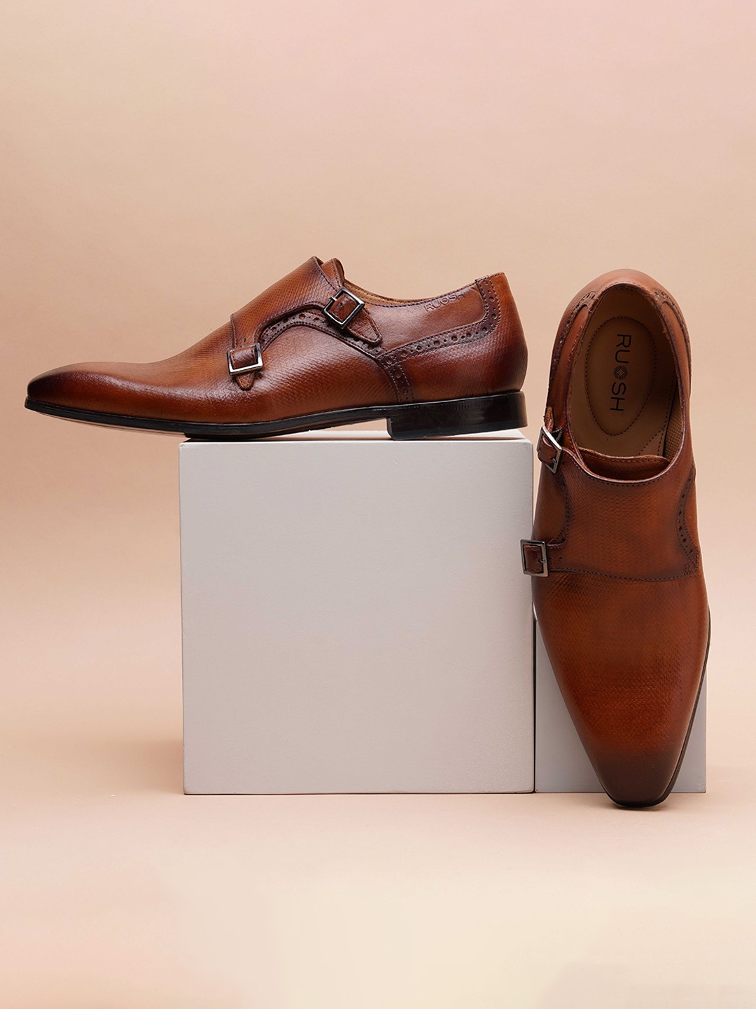 

Ruosh Men Formal Monk Shoes, Tan