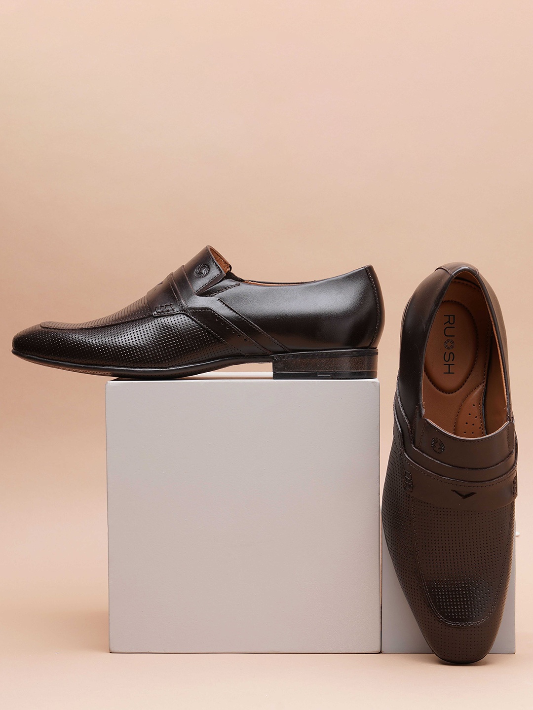 

Ruosh Men Leather Formal Loafers, Coffee brown