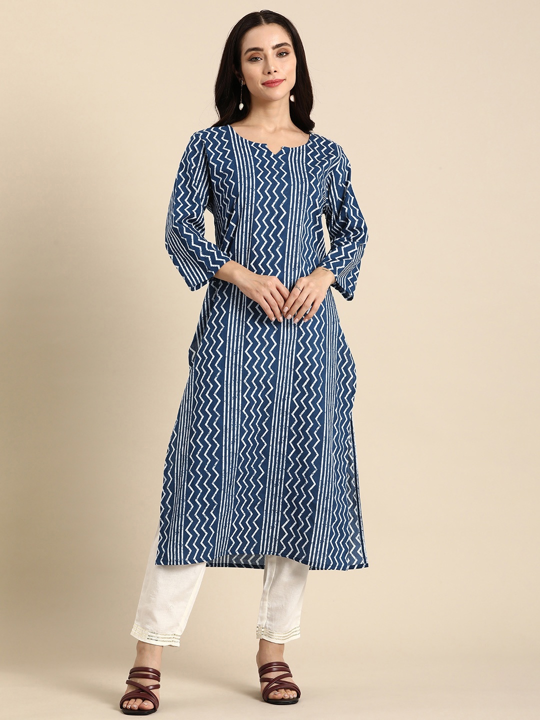 

Anouk Women Geometric Printed Kurta, Blue