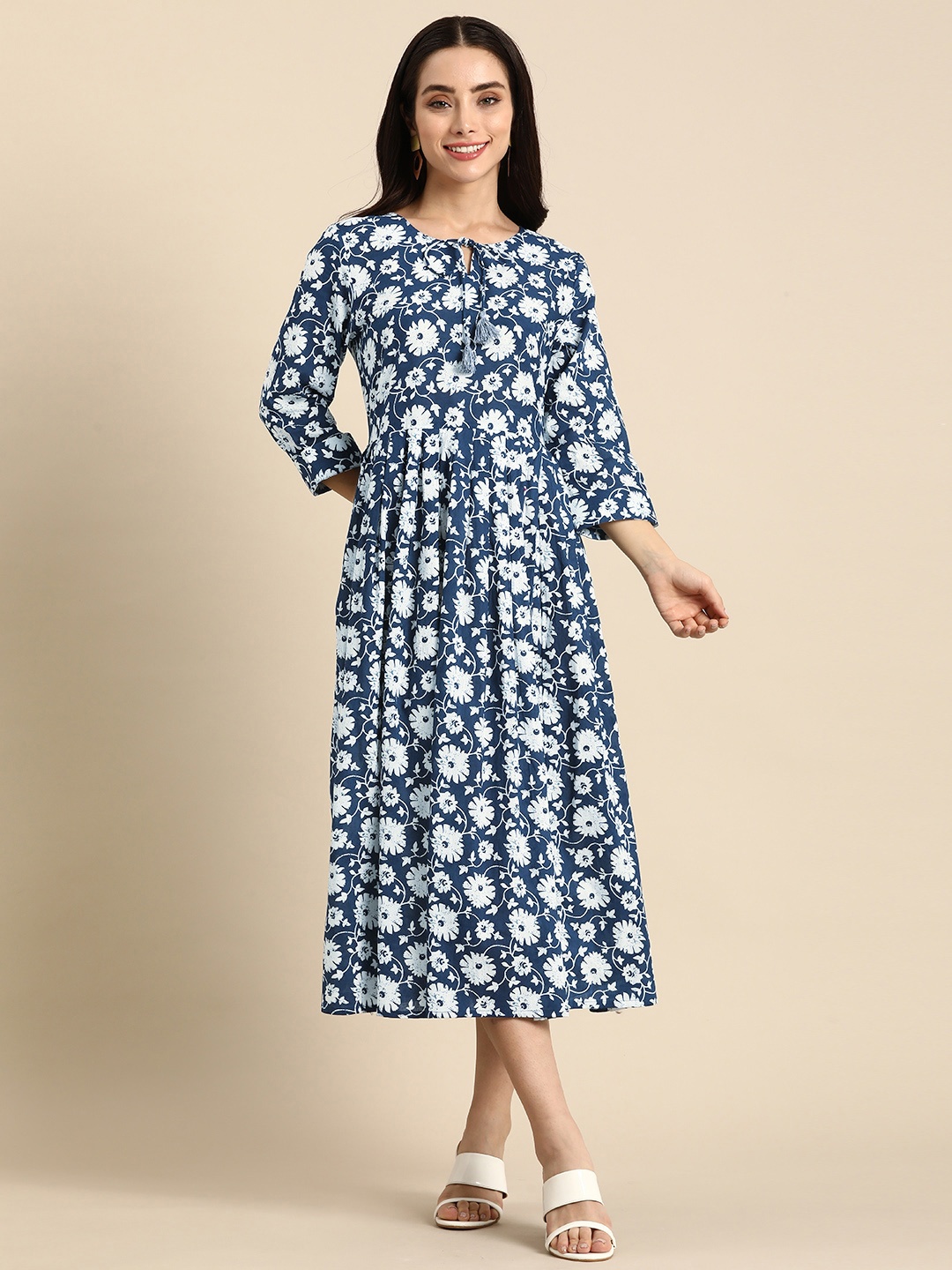 

Anouk Floral Print A-Line Dress, Blue