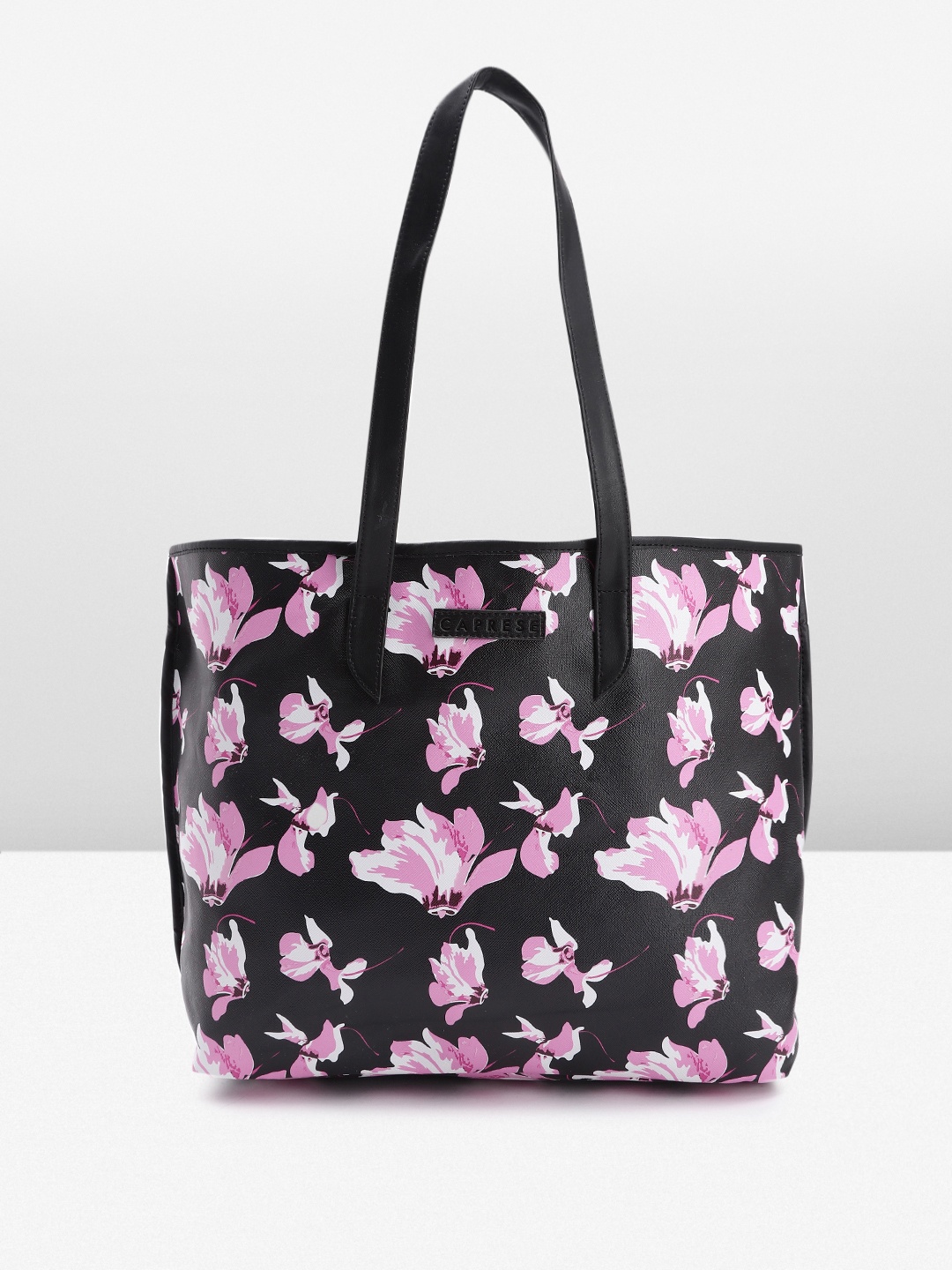 

Caprese Floral Printed Structured Shoulder Bag, Black