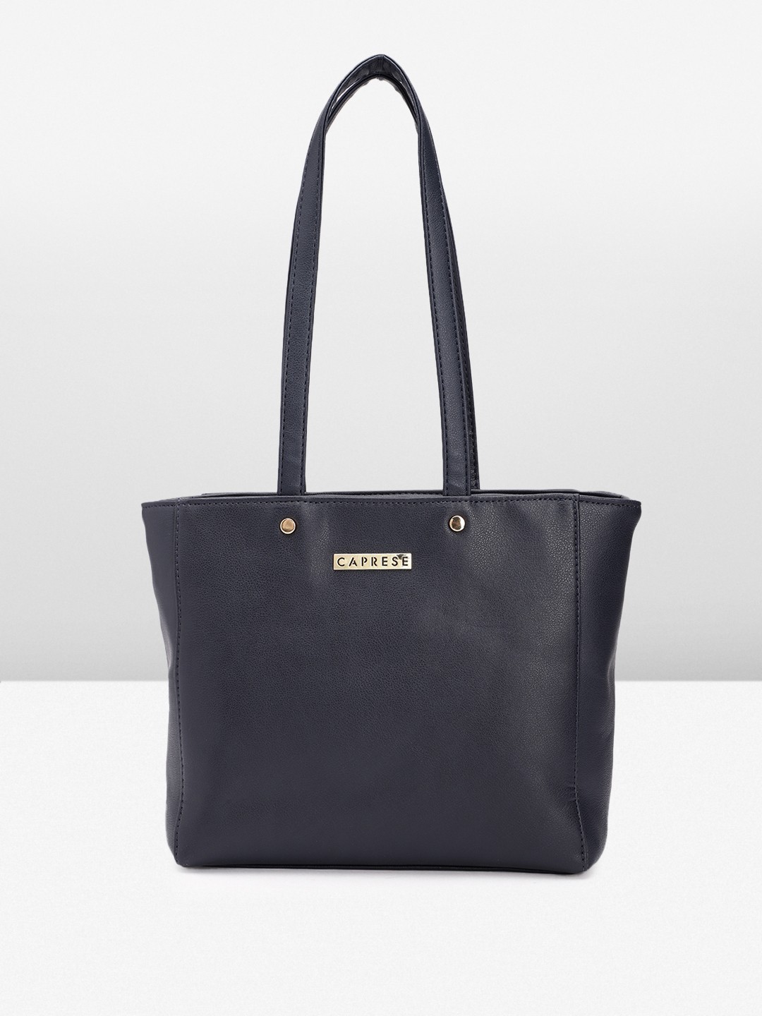

Caprese Solid Regular Structured Shoulder Bag, Navy blue