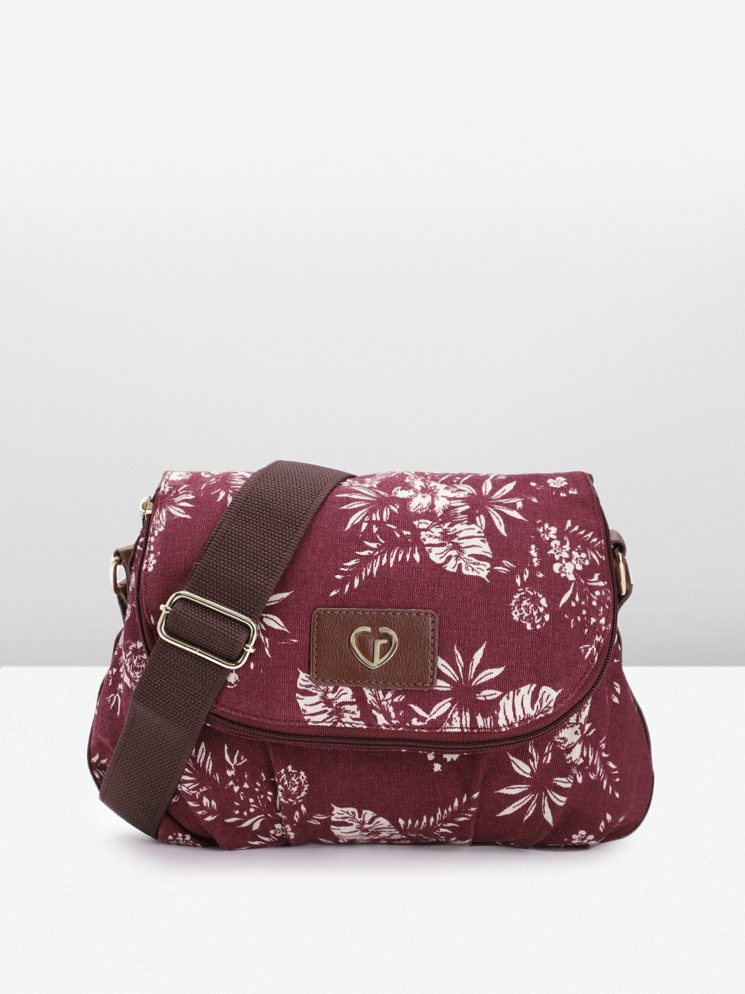 

Caprese KENDALL Floral Printed Sling Bag, Maroon