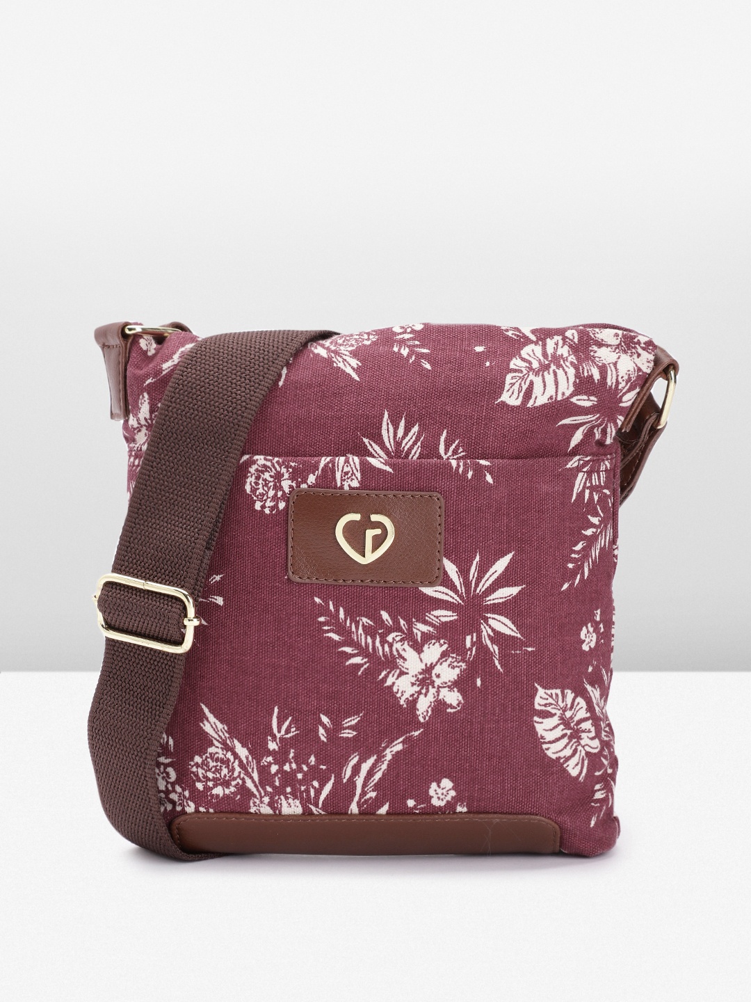 

Caprese KENDALL Floral Printed Sling Bag, Maroon