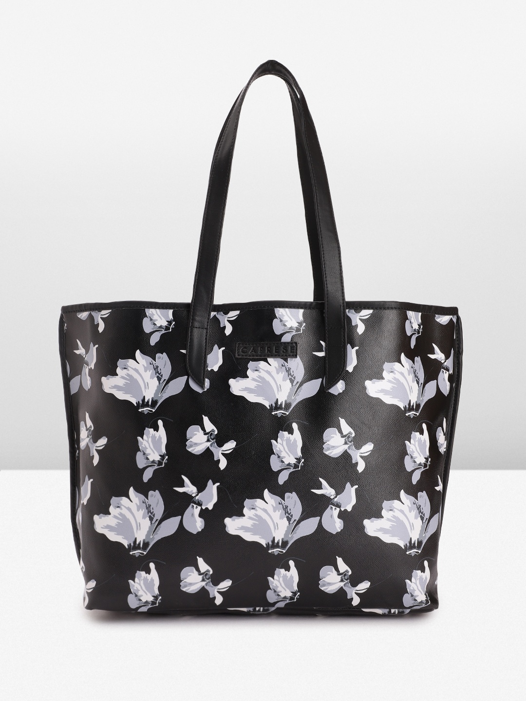 

Caprese Black Floral Printed Structured Shoulder Bag