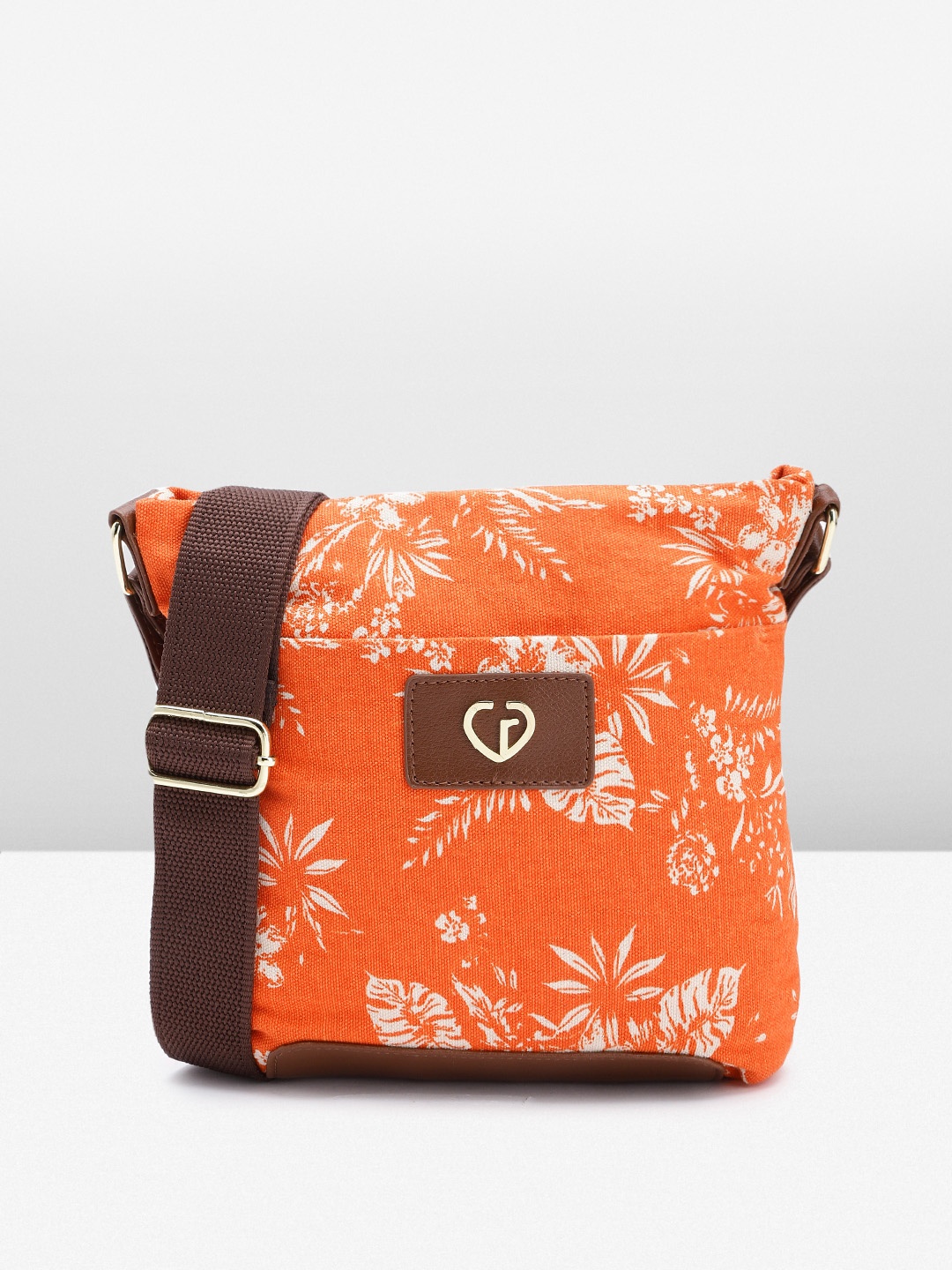 

Caprese Floral Printed Structured Shoulder Bag, Orange