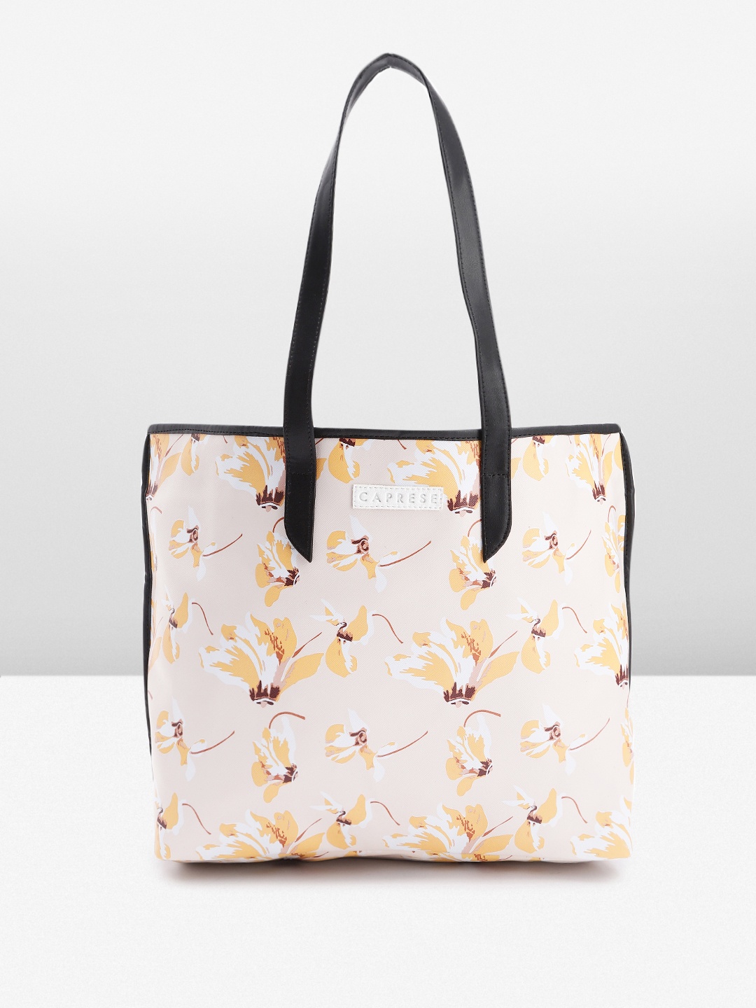 

Caprese Floral Printed Structured Shoulder Bag, Beige