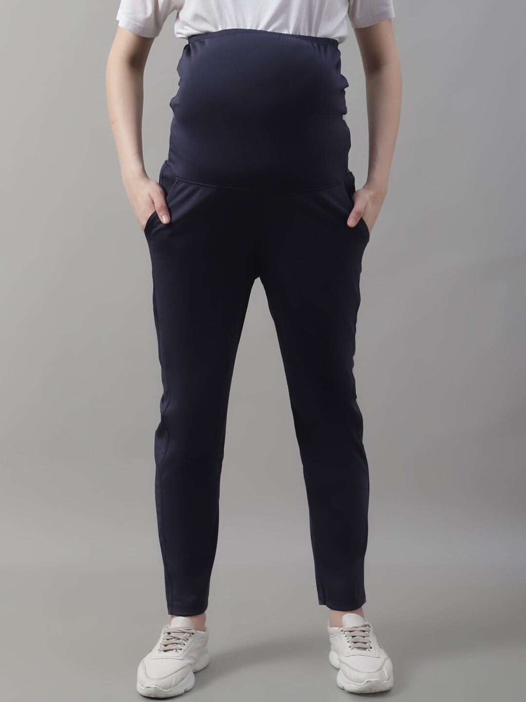 

Frempy Women Straight-Fit Maternity Track Pants, Navy blue