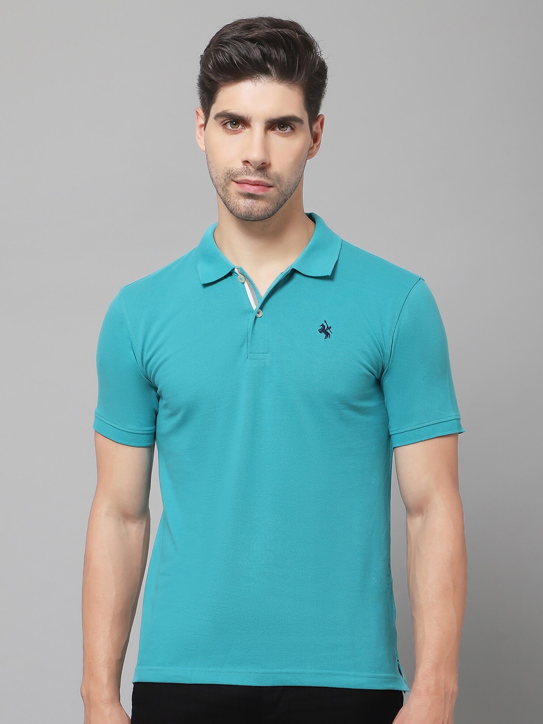 

Cantabil Polo Collar Short Sleeves T-shirt, Turquoise blue