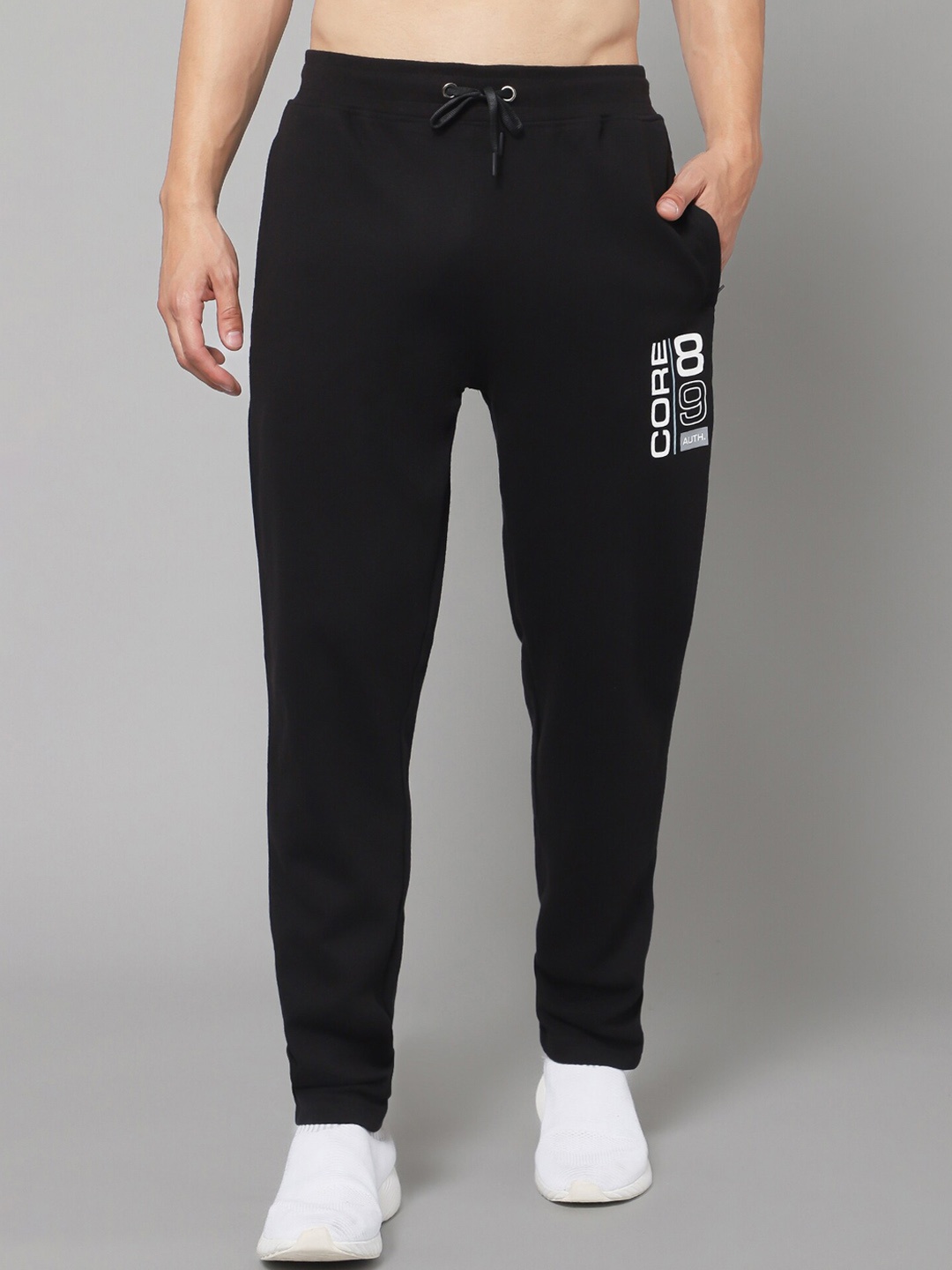 

Cantabil Men Mid-Rise Regular Fit Cotton Track Pants, Black