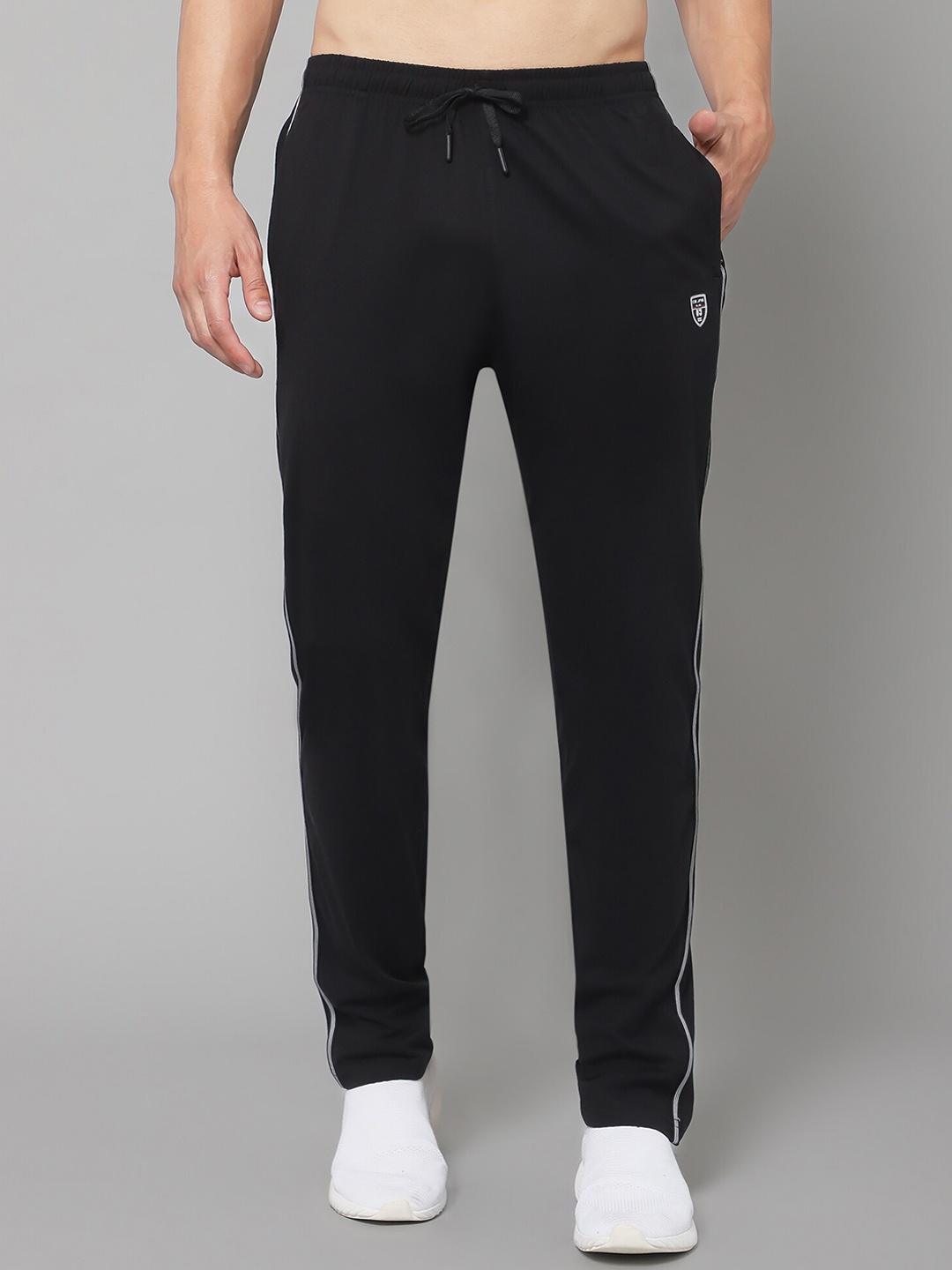 

Cantabil Men Mid-Rise Regular Fit Cotton Track Pants, Black