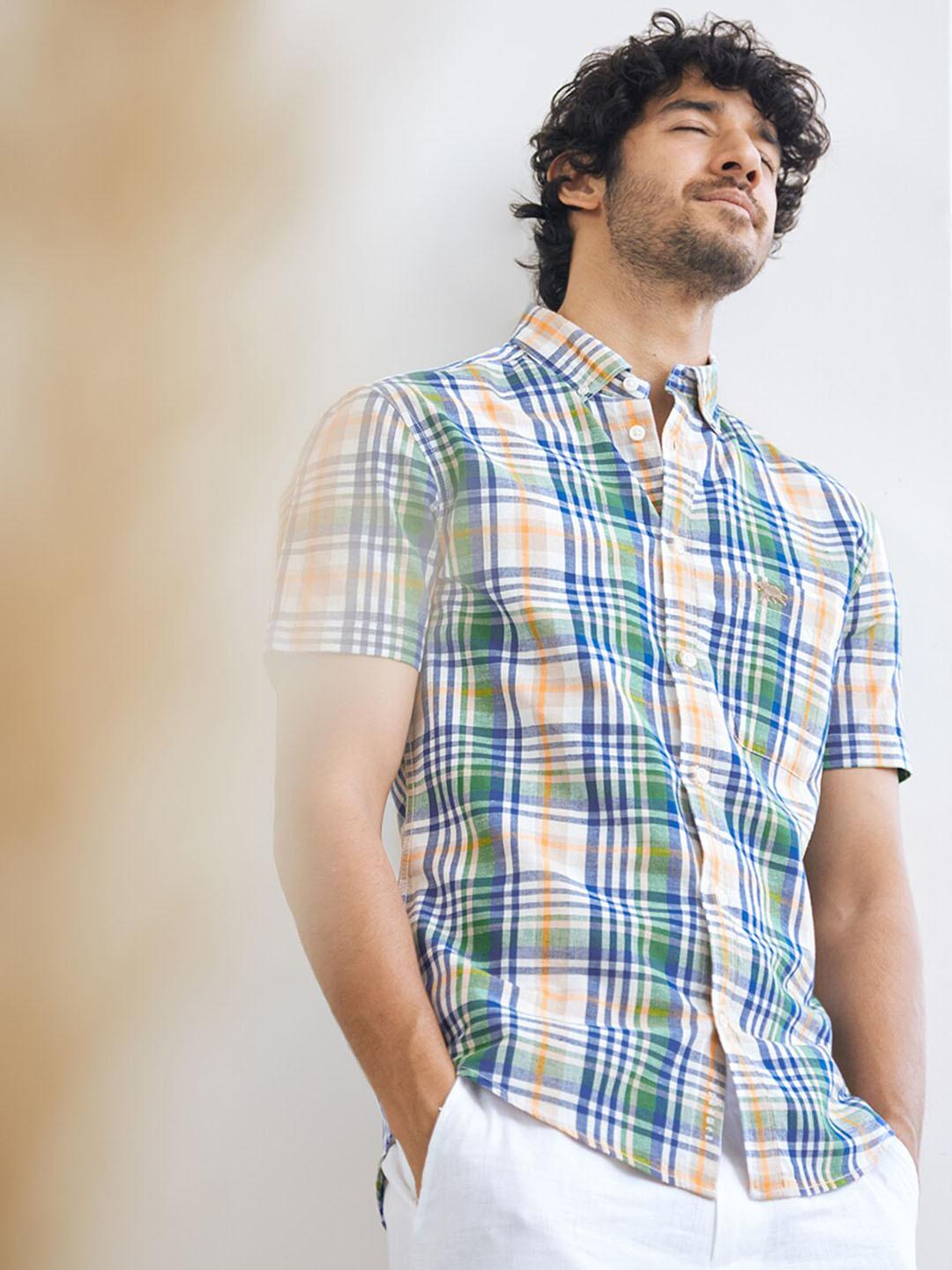

Andamen Comfort Tartan Checked Cotton Casual Shirt, Blue