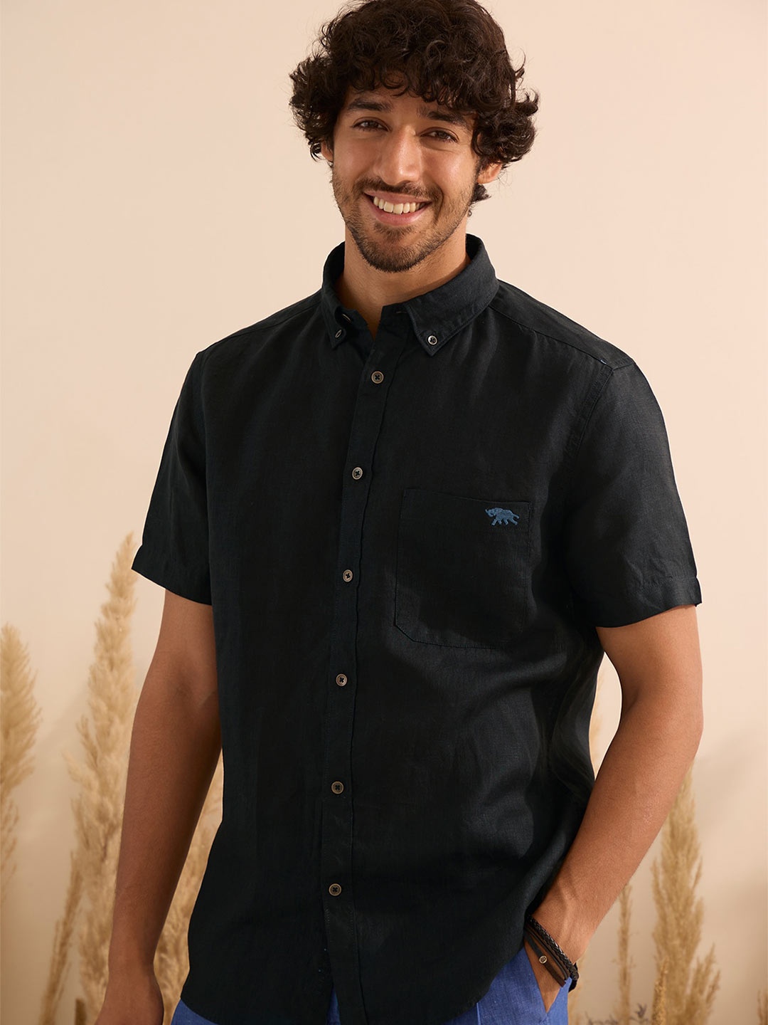 

Andamen Comfort Button Down Collar Cotton Casual Shirt, Black