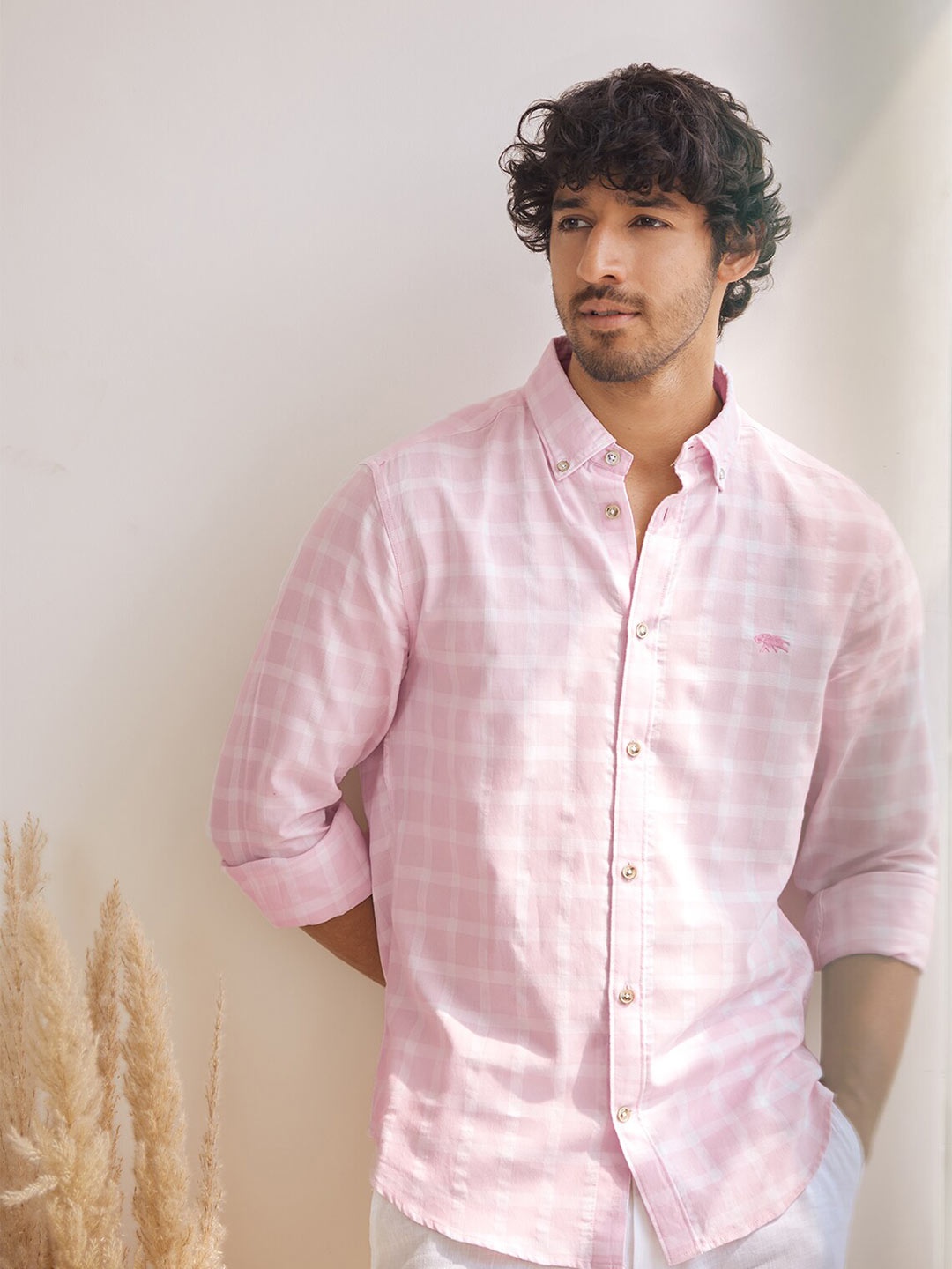 

Andamen Comfort Checked Cotton Casual Shirt, Pink