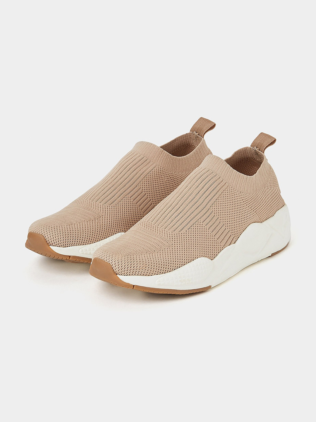 

Styli Men Woven Design Slip-On Sneakers, Beige