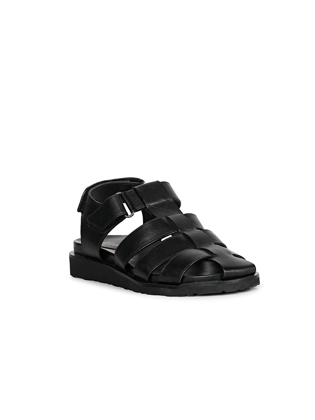 

Saint G Women Comfort Insole Velcro Closure Leather Basics Flatforms, Black