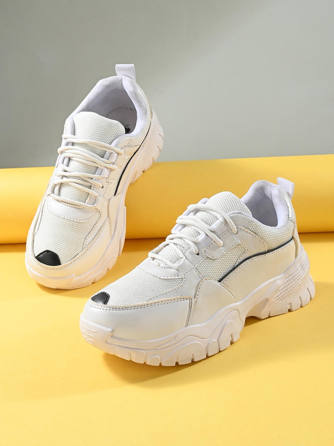 

The Roadster Lifestyle Co. Women White Woven Design Sneakers