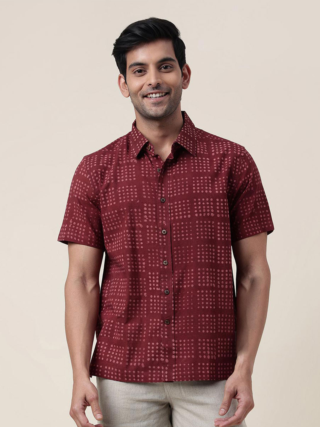 

Fabindia Conversational Printed Cotton Party Shirt, Maroon