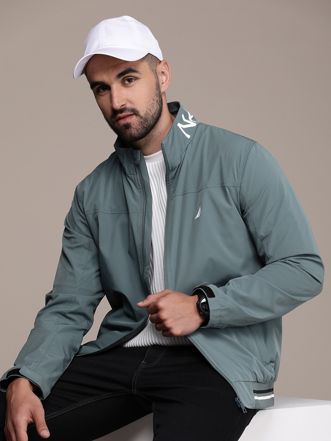 

Nautica Solid Long Sleeves Bomber Jacket, Grey