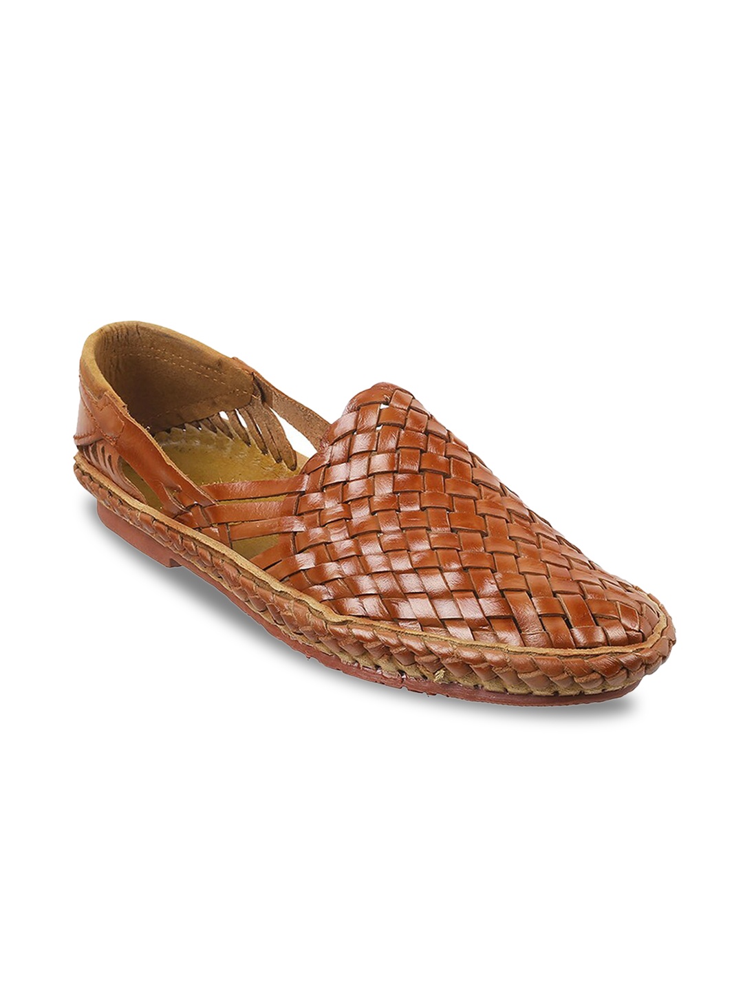 

Metro Men Basketweave Leather Shoe-Style Sandals, Tan