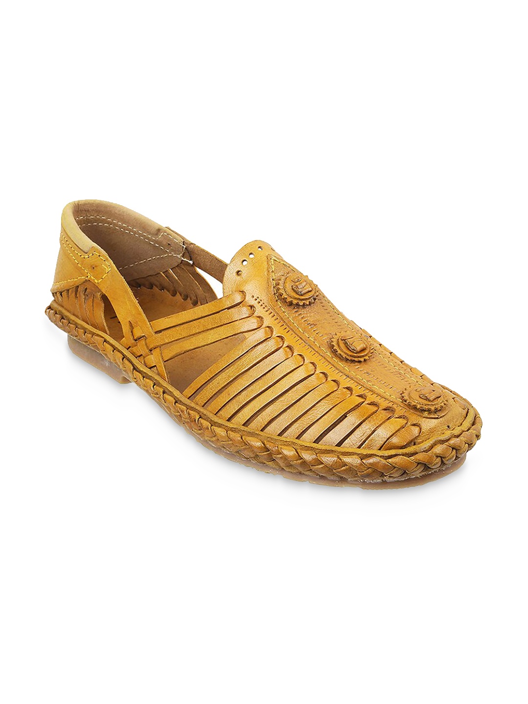 

Metro Men Textured Leather Shoe-Style Sandals, Beige