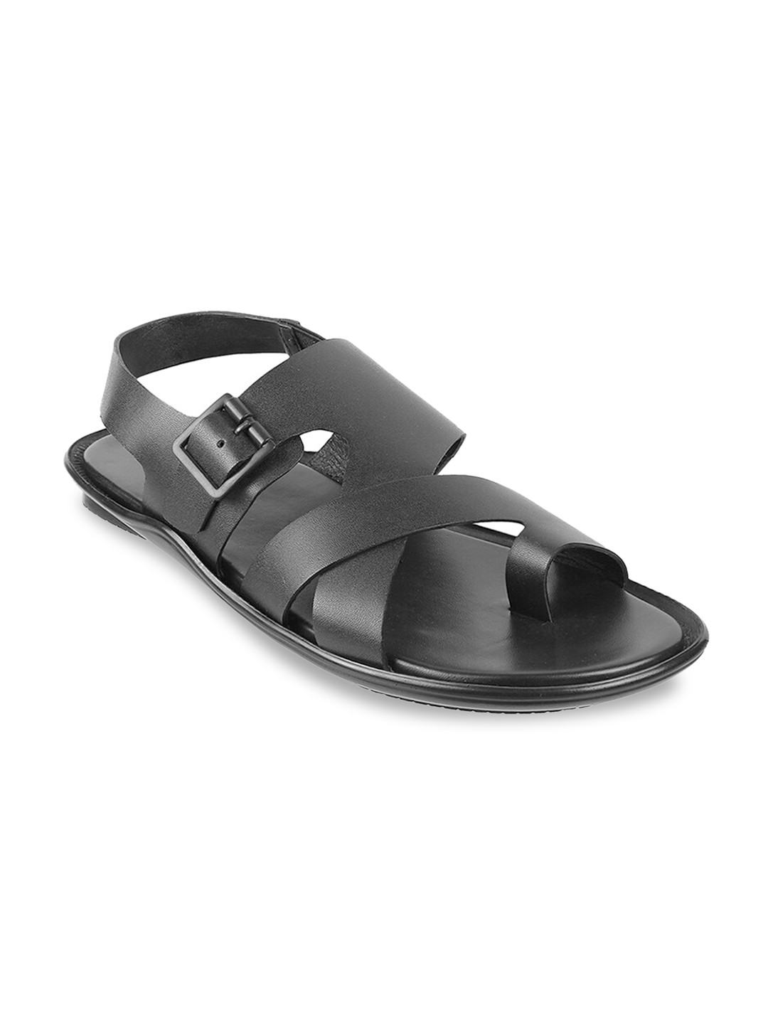 

Metro Men Open Toe Leather Comfort Sandals With Buckles, Black