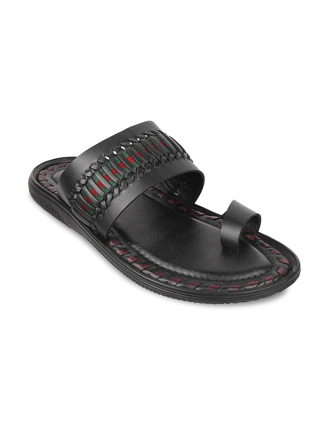 

Metro Men One Toe Textured Leather Comfort Sandals, Black