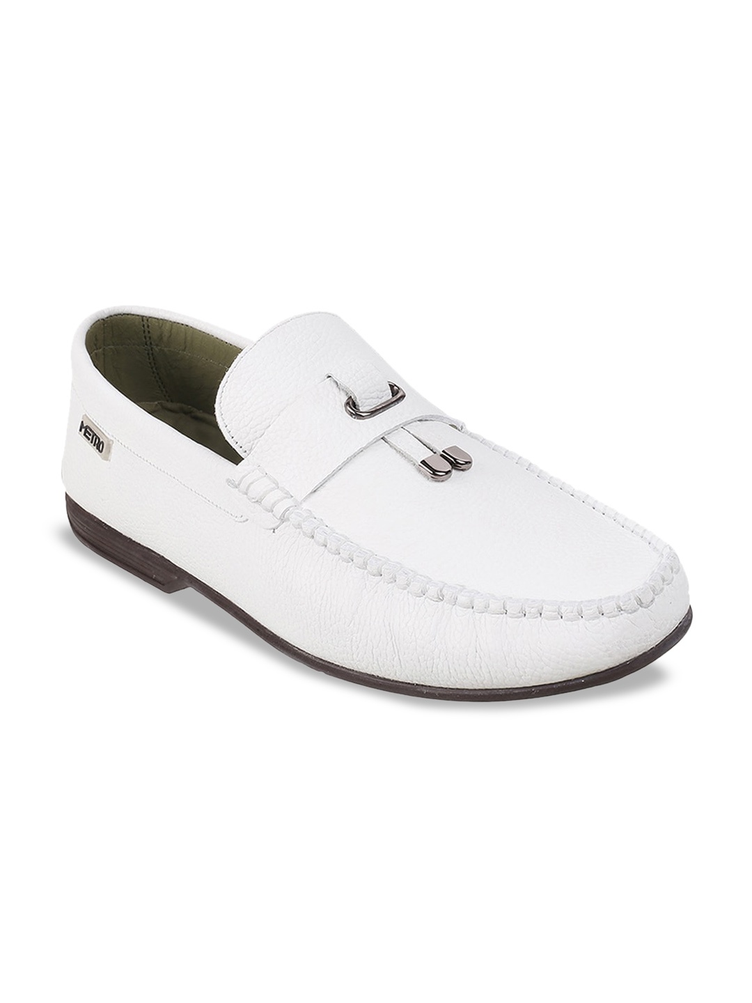 

Metro Men Textured Leather Loafers, White