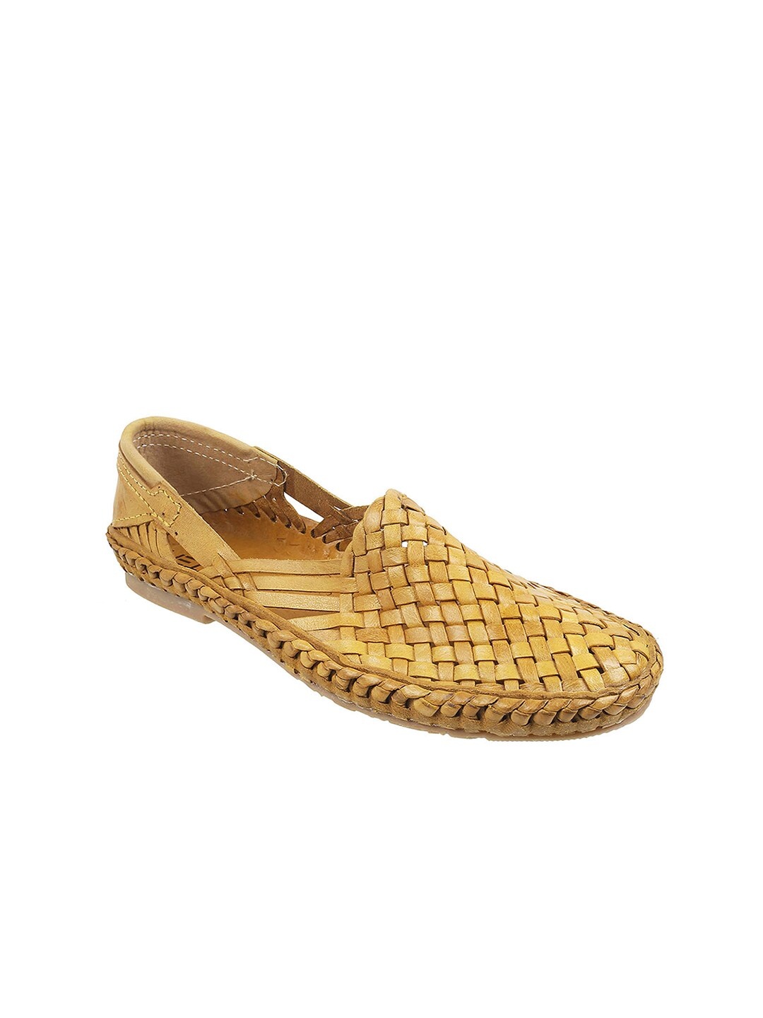 

Metro Men Woven Design Ethnic Leather Shoe-Style Sandals, Beige