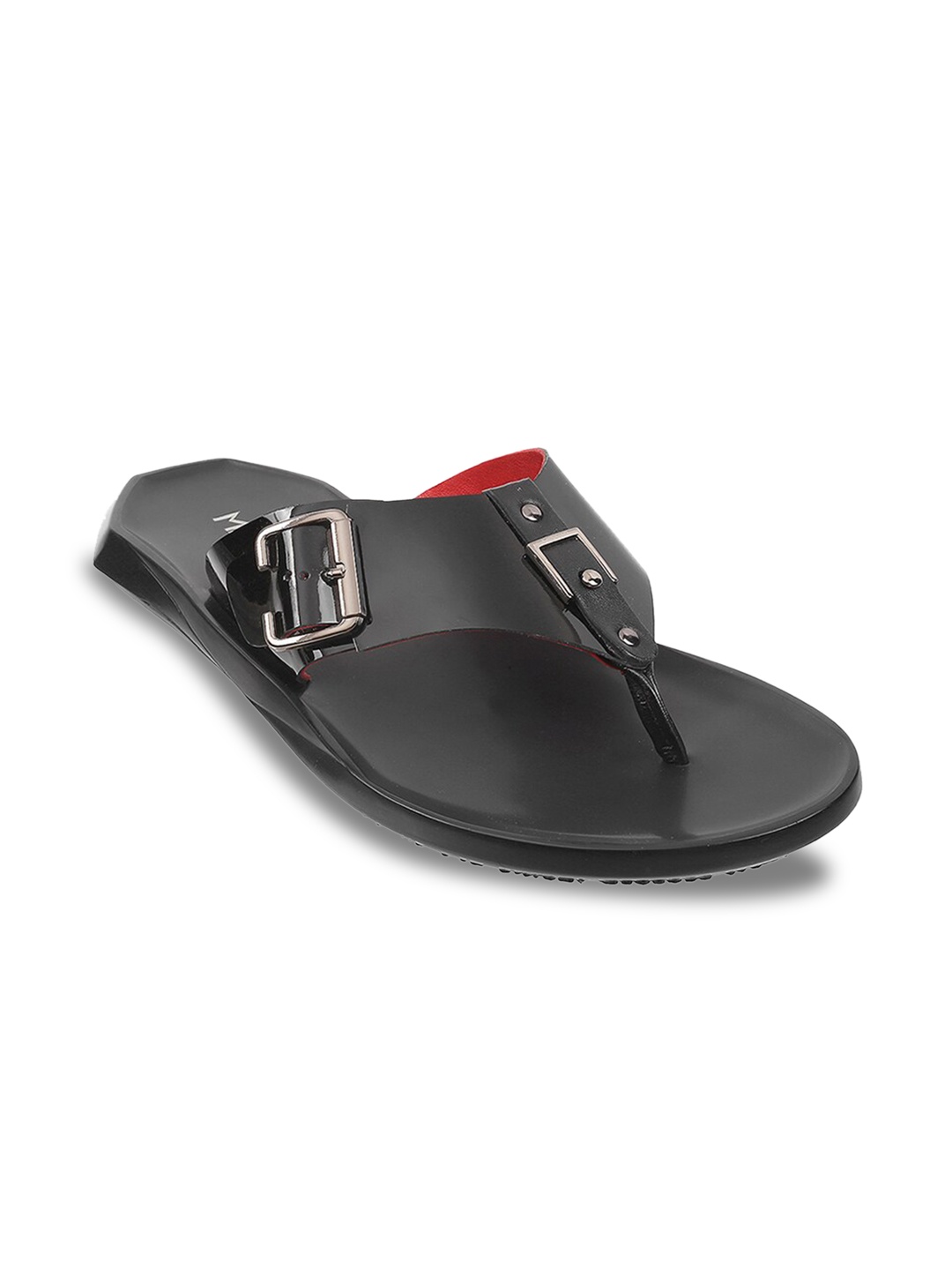 

Metro Men Open Toe Leather Comfort Sandals With Buckle Detail, Black