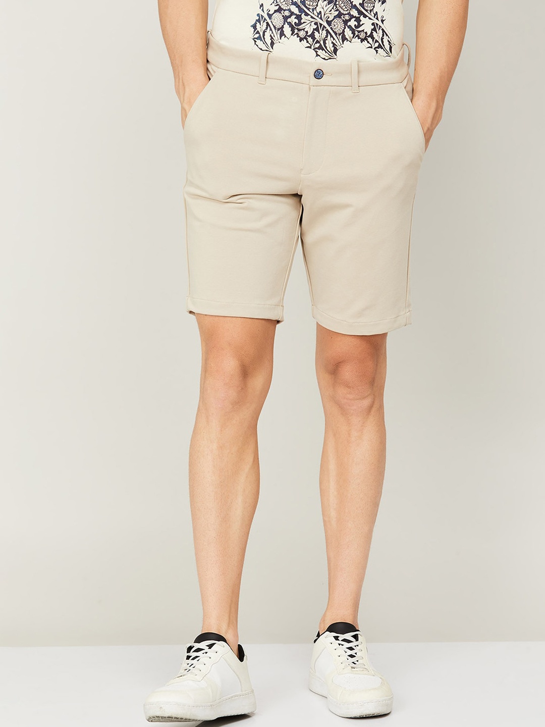 

CODE by Lifestyle Men Mid-Rise Above Knee Length Shorts, Beige