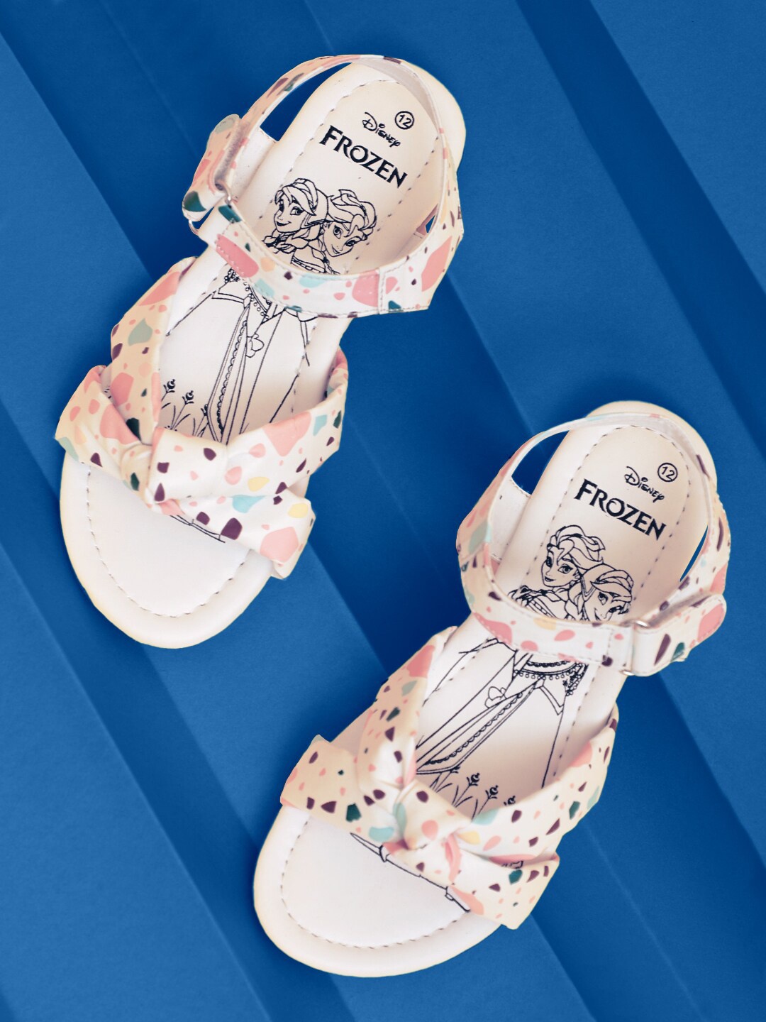 

Kids Ville Girls Frozen Printed Open Toe Flats with Bows, White