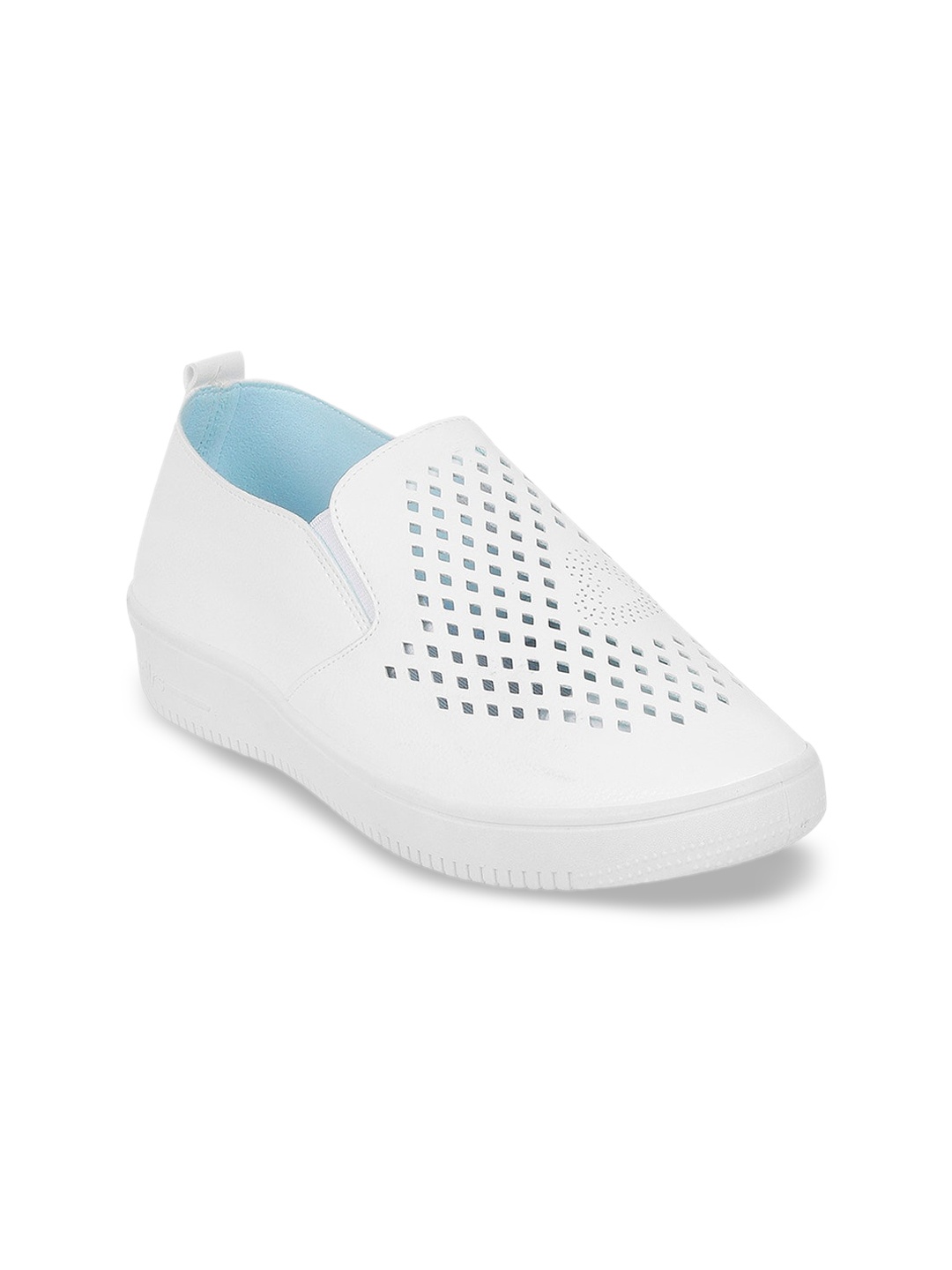 

WALKWAY by Metro Women Textured Slip -On Sneakers With Laser Cuts Flats, White