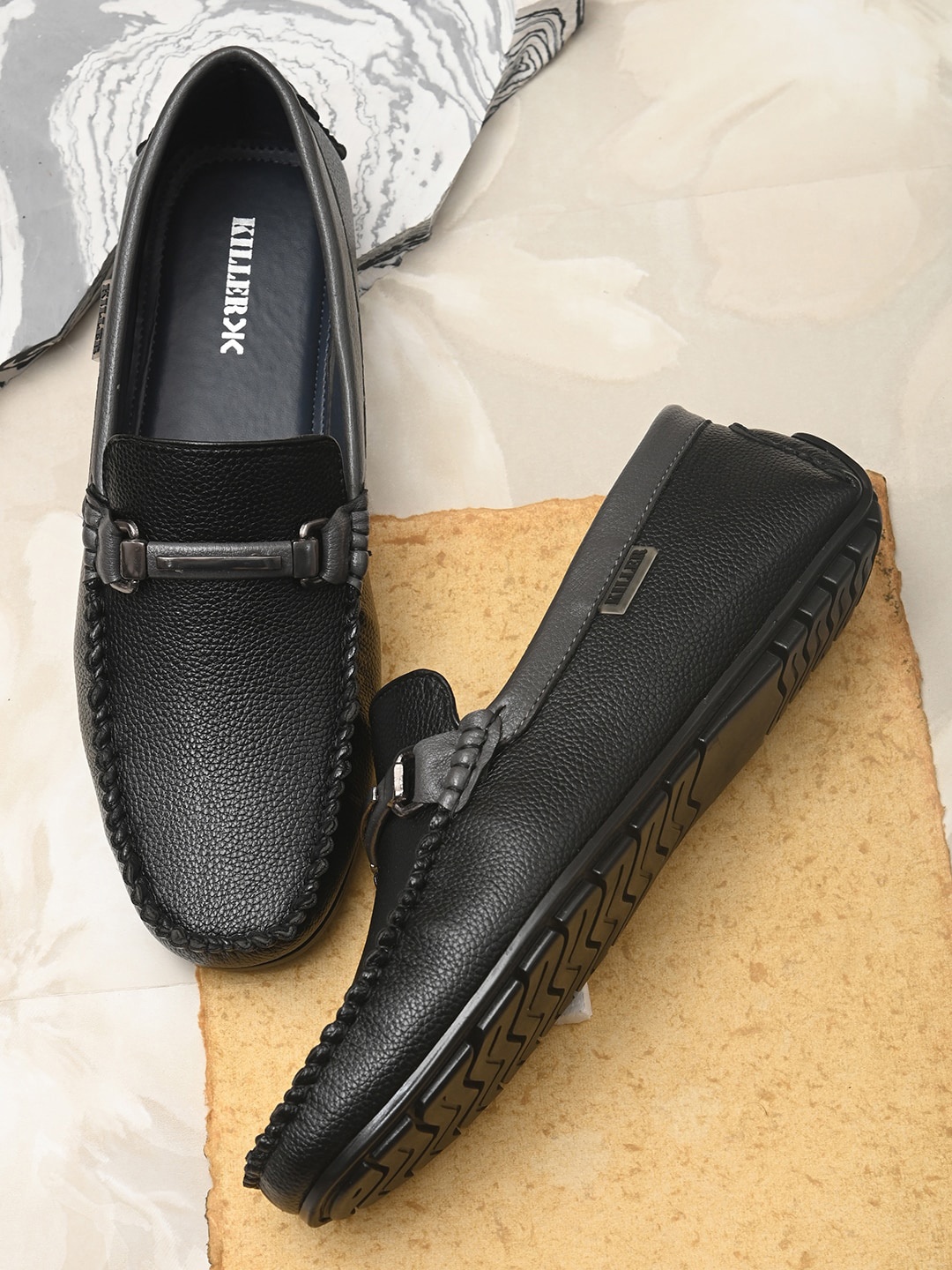 

Killer Men Embellished Comfort Insole Horsebit Loafers, Black