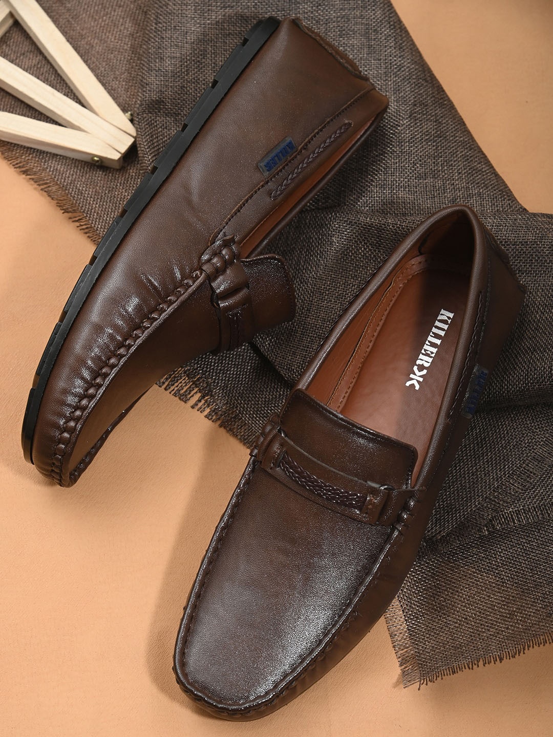 

Killer Men Embellished Comfort Insole Horsebit Loafers, Brown