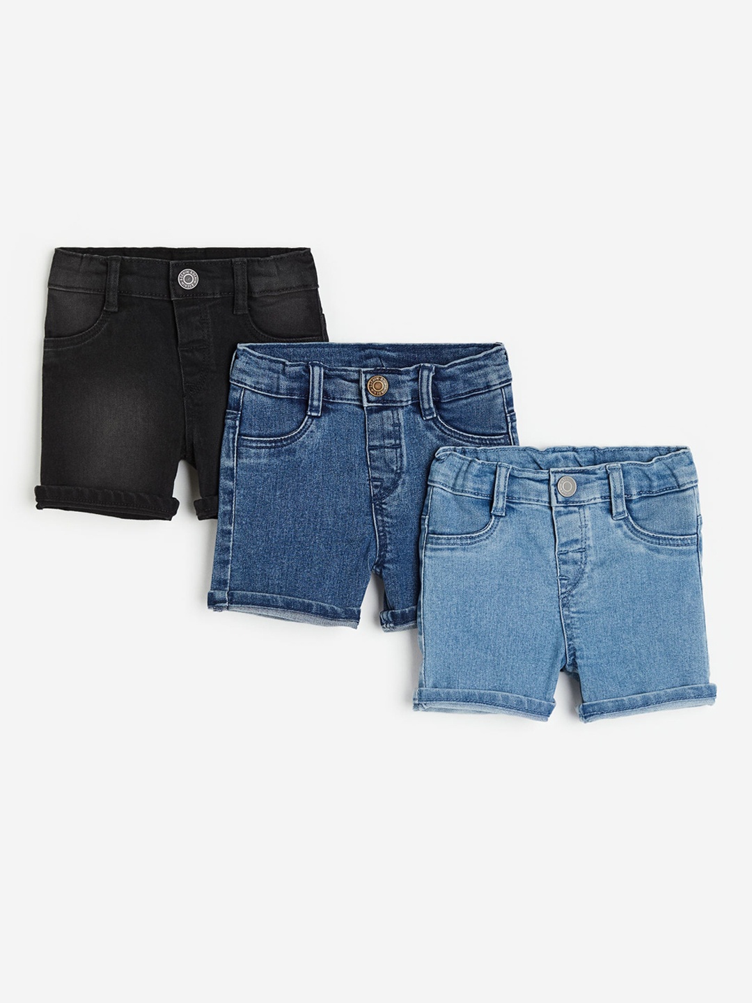 

H&M Boys 3-Pack Denim Shorts, Black