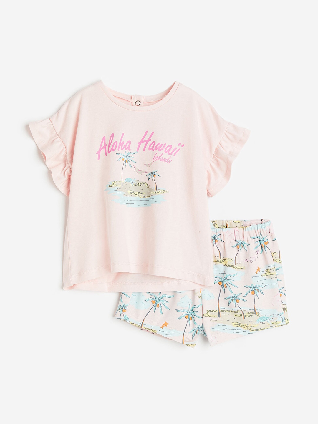 

H&M Girls 2-Piece Printed Pure Cotton Set, Pink