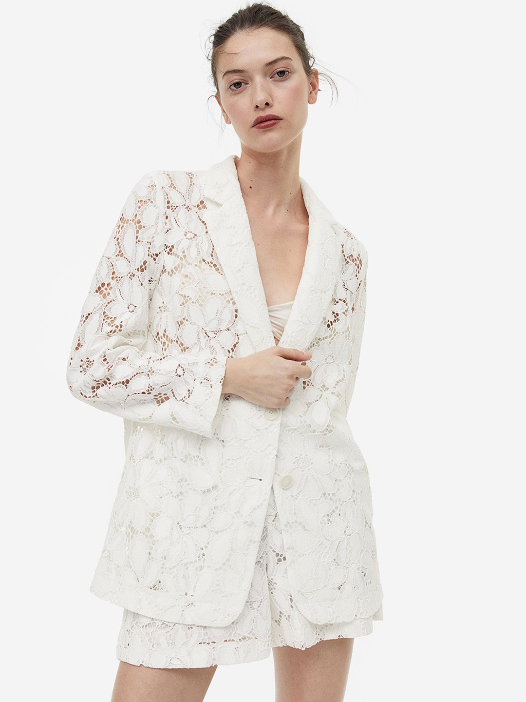 

H&M Women Lace Shorts, White