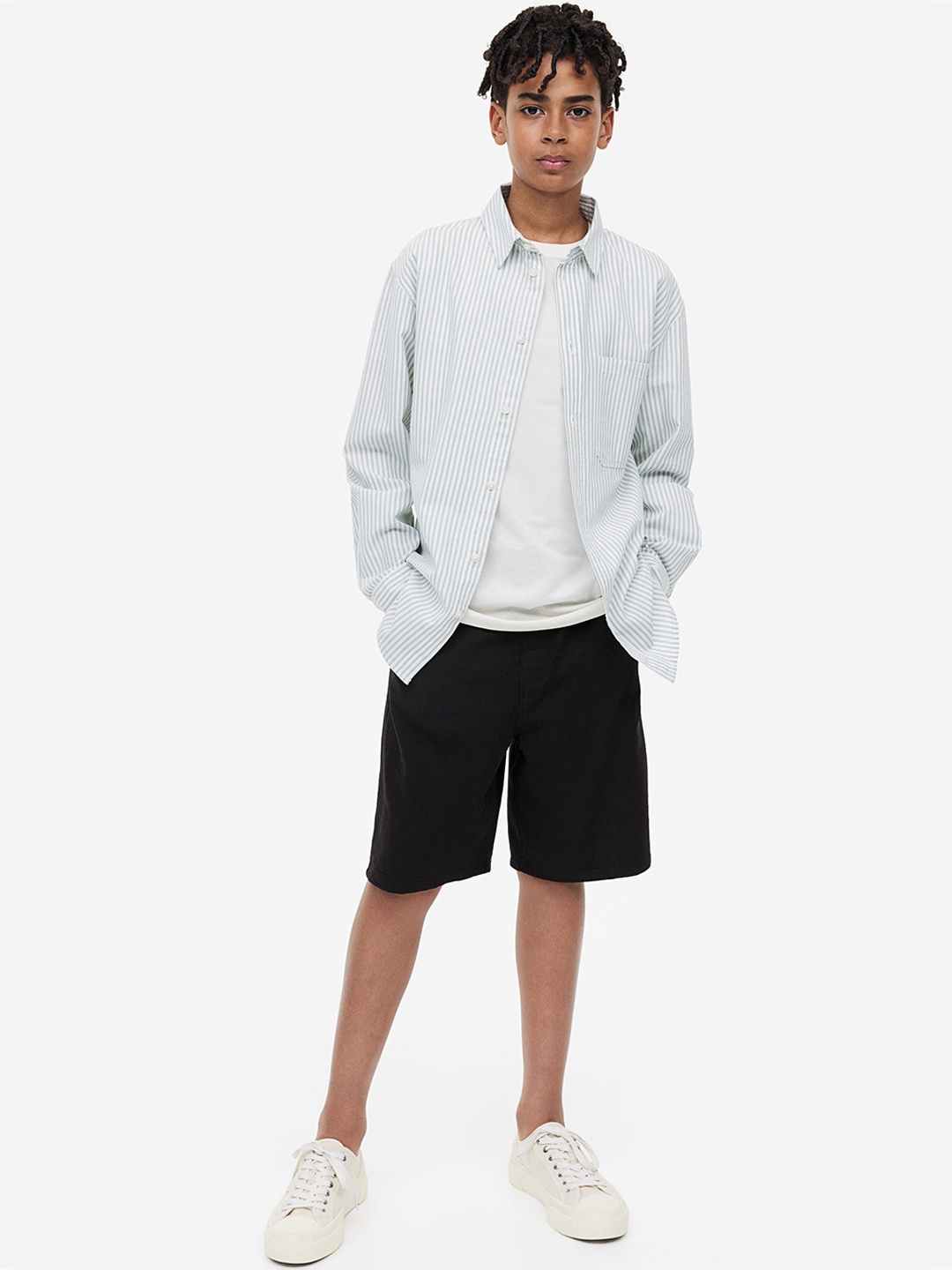 

H&M Boys Linen-Blend Shorts, Black
