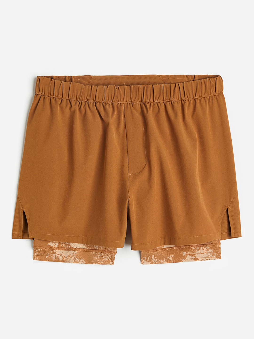 

H&M Men DryMove Double-Layered Running Shorts, Brown