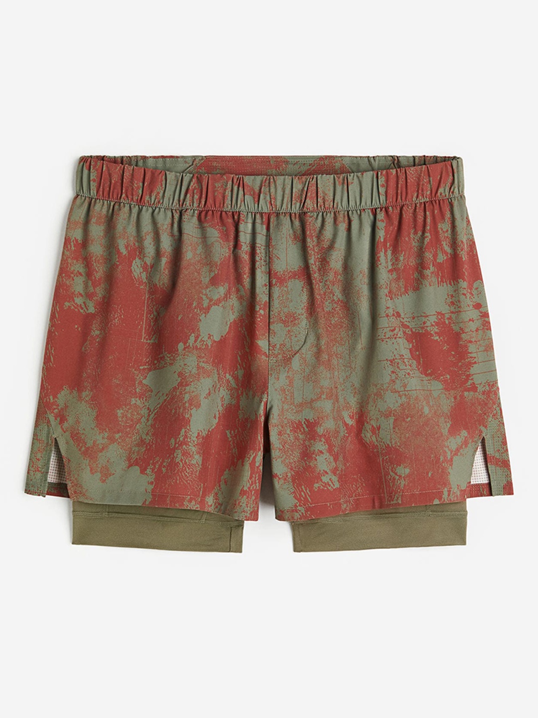 

H&M Men DryMove Double-Layered Running Shorts, Green