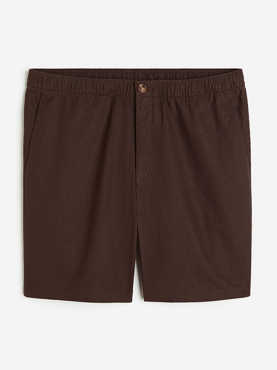 

H&M Men Regular Fit Linen-Blend Shorts, Brown