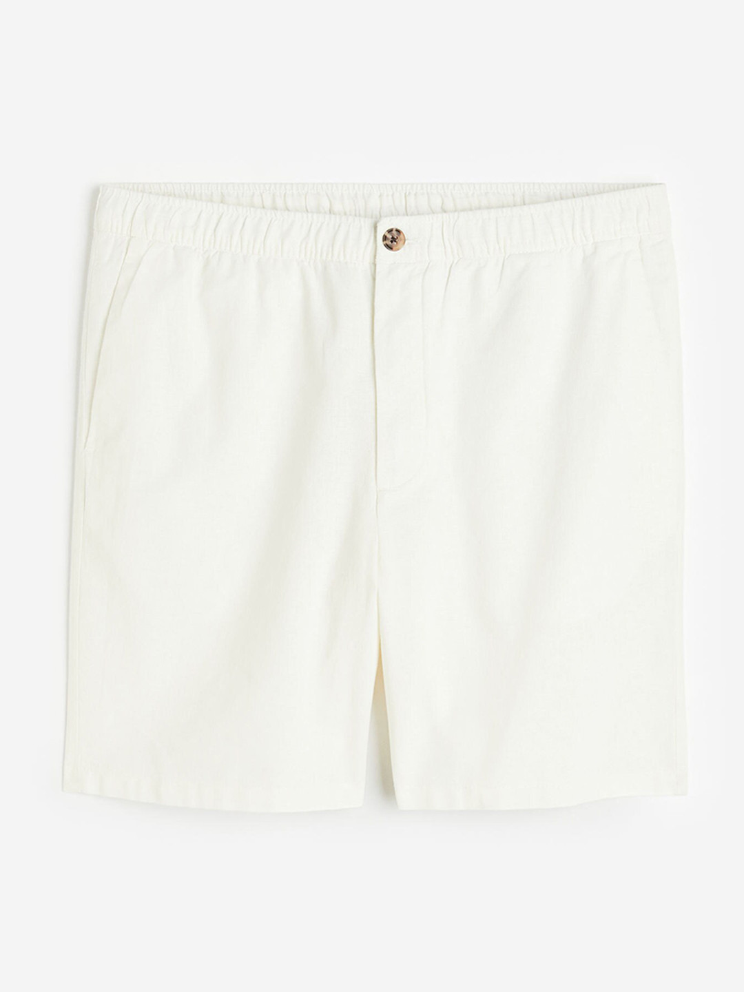 

H&M Men Regular Fit Linen-Blend Shorts, White