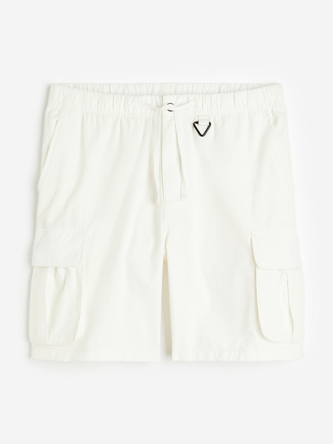 

H&M Men Relaxed Fit Ripstop Pure Cotton Cargo Shorts, White