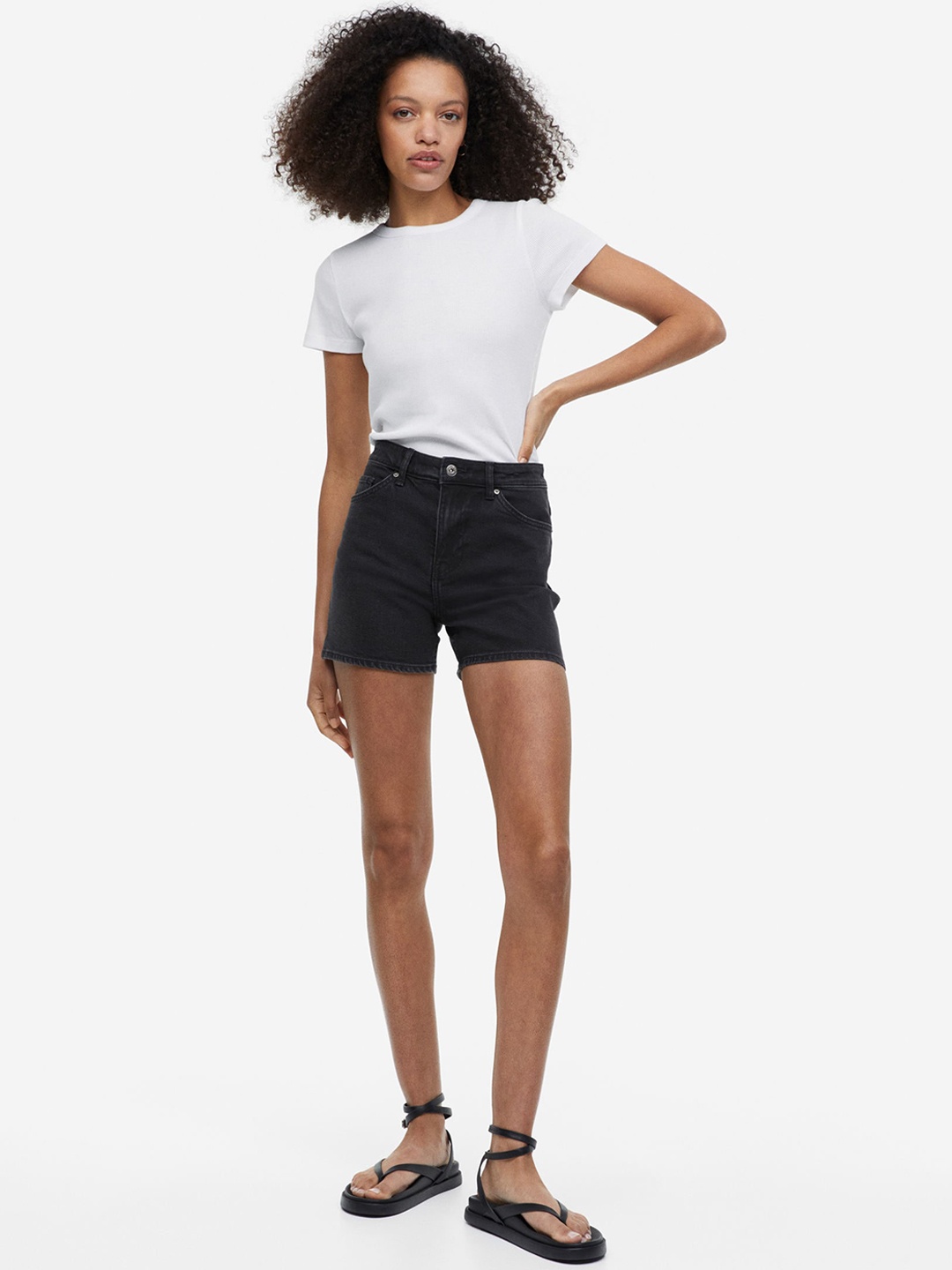 

H&M Women Denim Shorts, Black