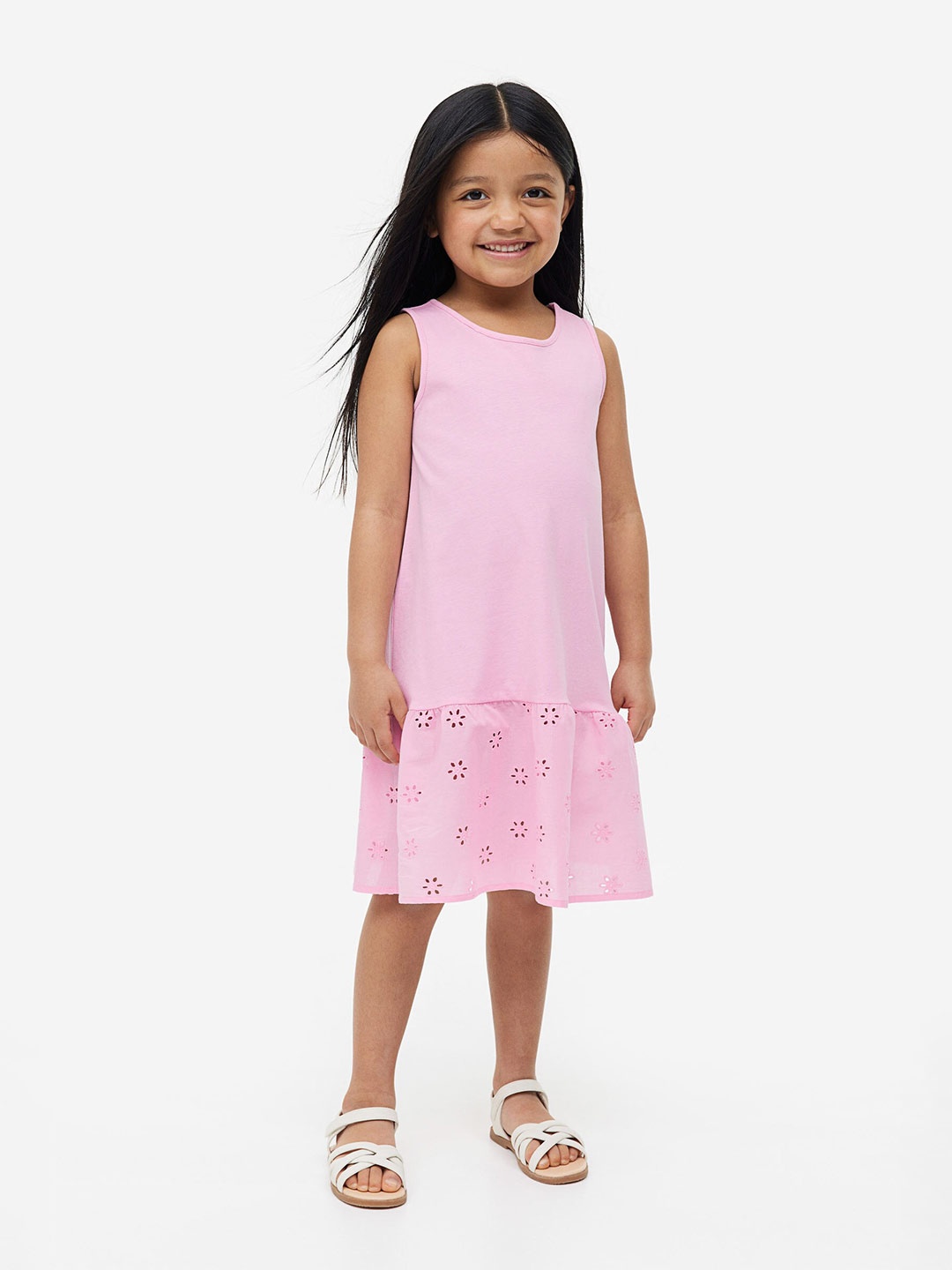 

H&M Girls A-Line Pure Cotton Dress, Pink