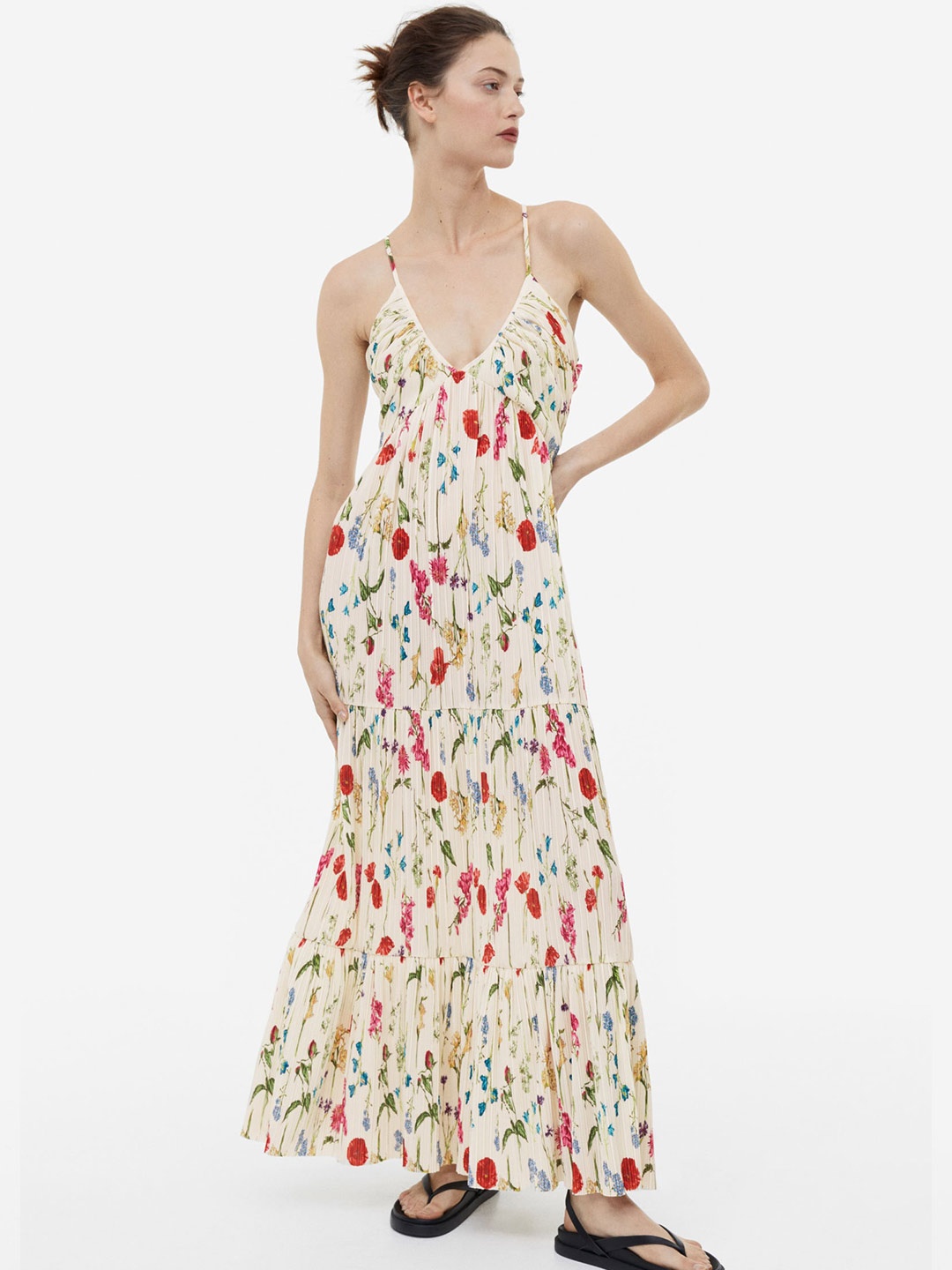 

H&M Pleated Maxi Dress, Beige