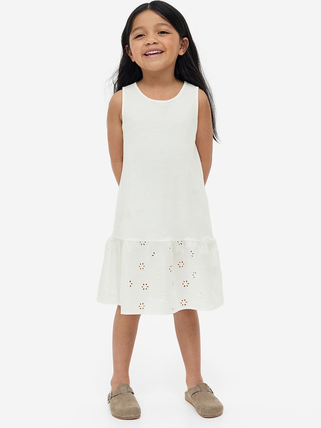 

H&M Girls A-Line Pure Cotton Dress, White