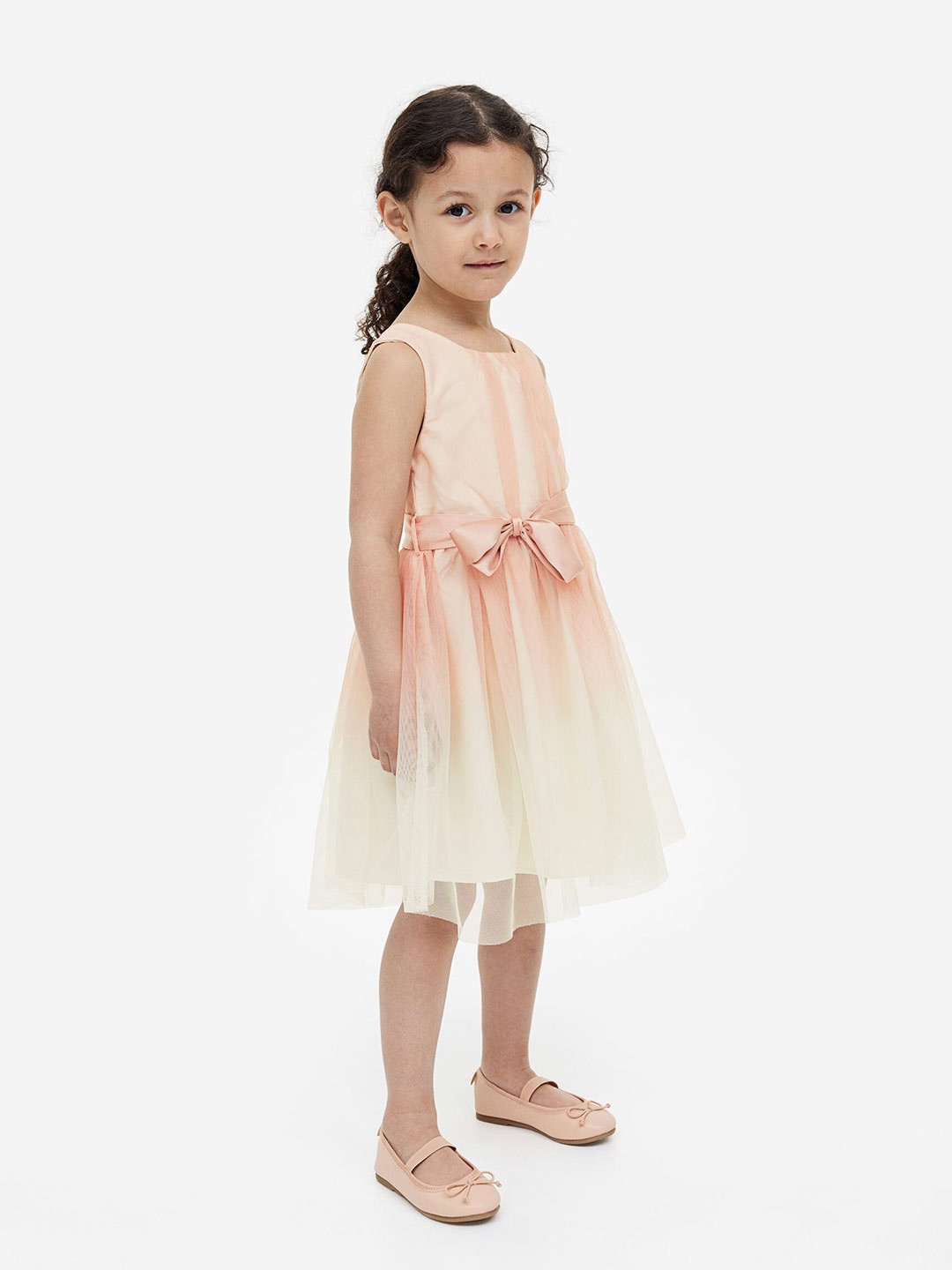 

H&M Girls Belted Tulle Dress, Peach