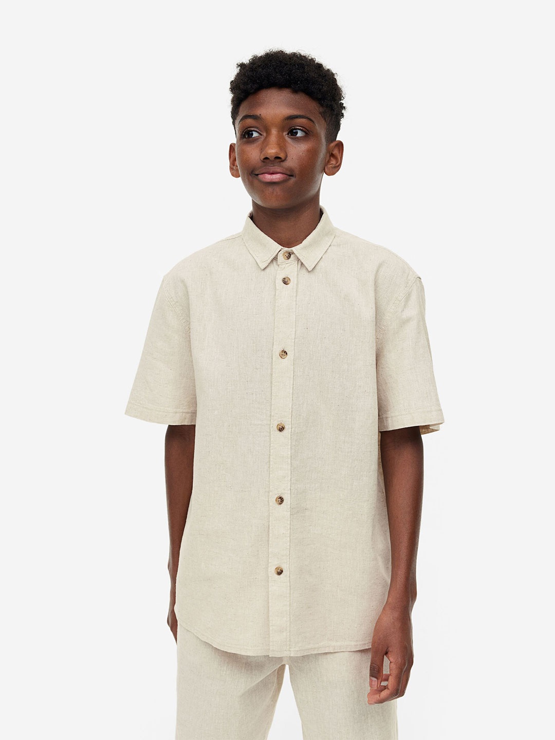 

H&M Linen-Blend Shirt, Beige